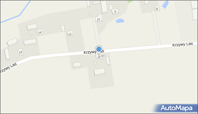 Krzywy Las, Krzywy Las, 11, mapa Krzywy Las