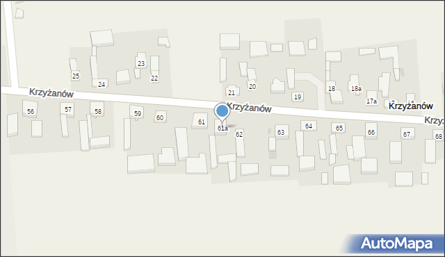 Krzyżanów, Krzyżanów, 61a, mapa Krzyżanów