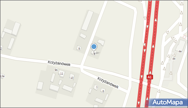 Krzyżanówek, Krzyżanówek, 8, mapa Krzyżanówek