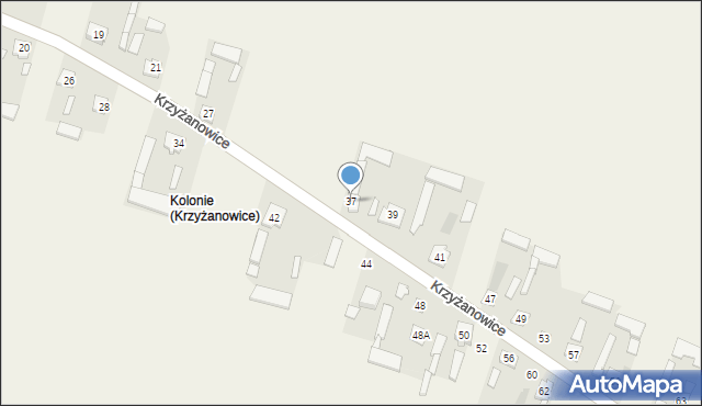 Krzyżanowice, Krzyżanowice, 37, mapa Krzyżanowice