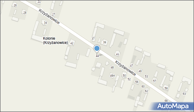 Krzyżanowice, Krzyżanowice, 44, mapa Krzyżanowice