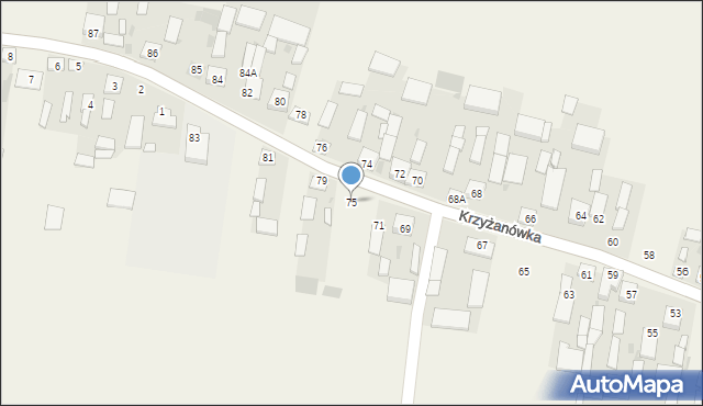 Krzyżanówka, Krzyżanówka, 75, mapa Krzyżanówka