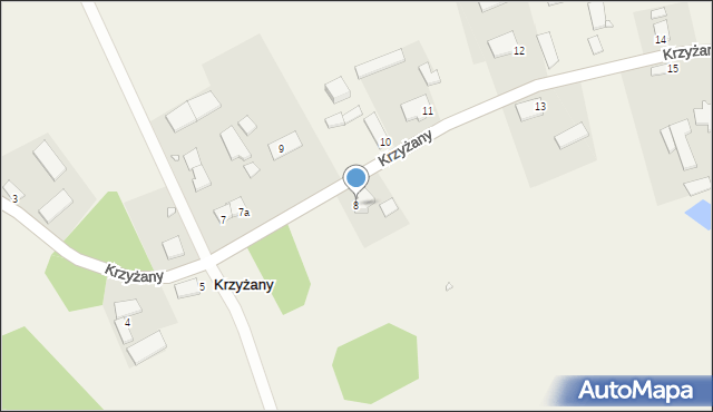 Krzyżany, Krzyżany, 8, mapa Krzyżany