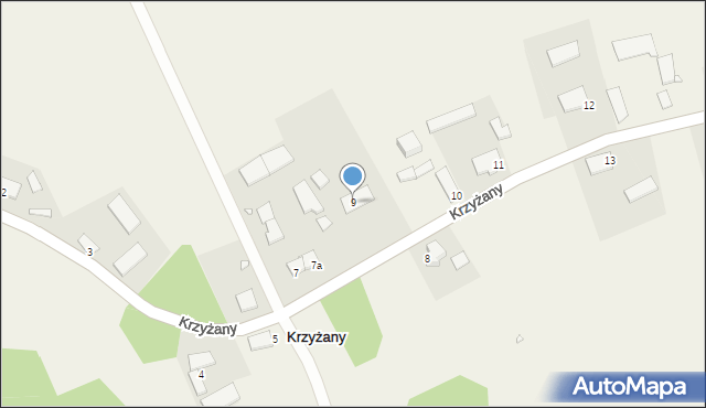 Krzyżany, Krzyżany, 9, mapa Krzyżany