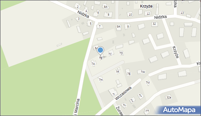 Krzyże, Krzyże, 7B, mapa Krzyże