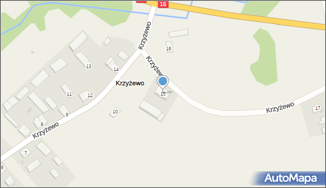 Krzyżewo, Krzyżewo, 15, mapa Krzyżewo