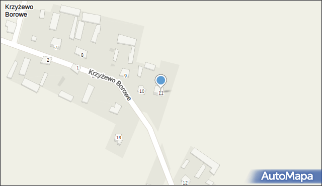 Krzyżewo Borowe, Krzyżewo Borowe, 11, mapa Krzyżewo Borowe