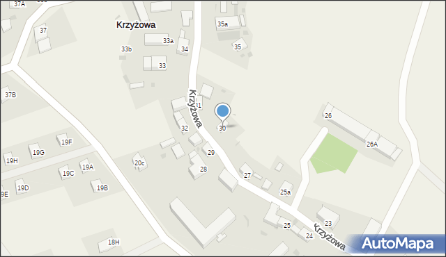 Krzyżowa, Krzyżowa, 30, mapa Krzyżowa