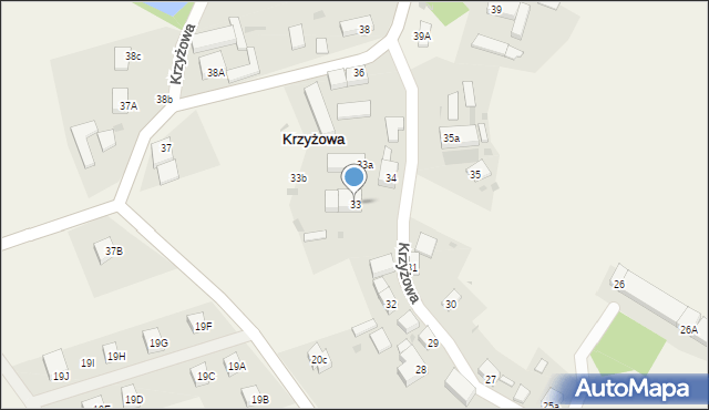 Krzyżowa, Krzyżowa, 33, mapa Krzyżowa