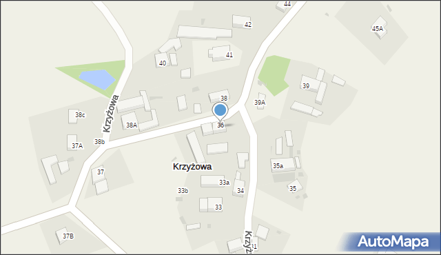 Krzyżowa, Krzyżowa, 36, mapa Krzyżowa