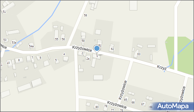 Krzyżowice, Krzyżowice, 1, mapa Krzyżowice