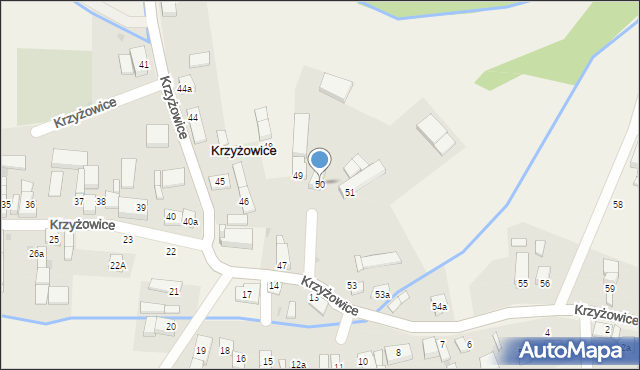 Krzyżowice, Krzyżowice, 50, mapa Krzyżowice