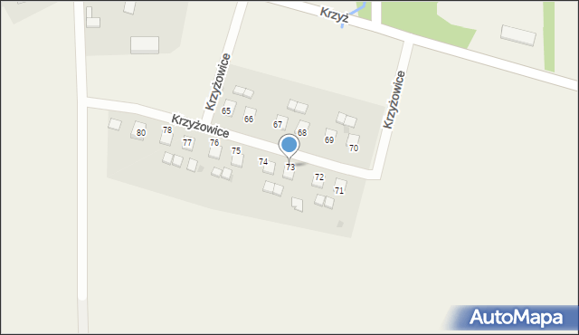 Krzyżowice, Krzyżowice, 73, mapa Krzyżowice