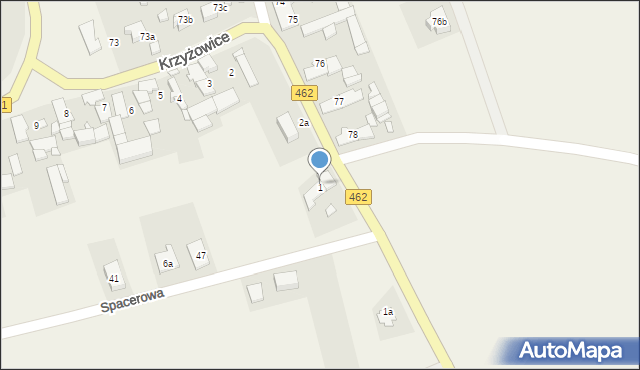 Krzyżowice, Krzyżowice, 1, mapa Krzyżowice