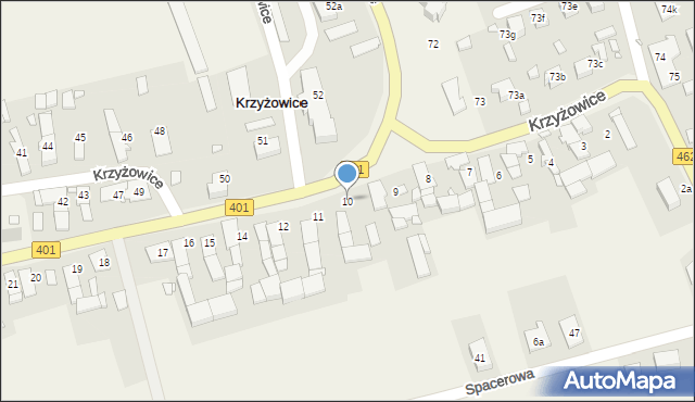 Krzyżowice, Krzyżowice, 10, mapa Krzyżowice