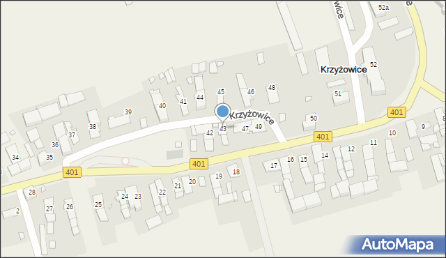 Krzyżowice, Krzyżowice, 43, mapa Krzyżowice