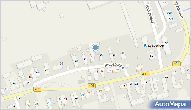 Krzyżowice, Krzyżowice, 44a, mapa Krzyżowice