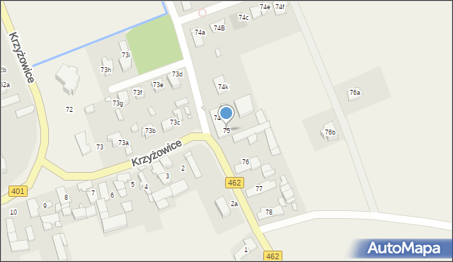 Krzyżowice, Krzyżowice, 75, mapa Krzyżowice