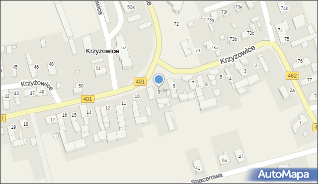 Krzyżowice, Krzyżowice, 9, mapa Krzyżowice