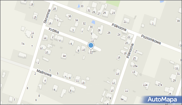 Ksawerów, Krótka, 12, mapa Ksawerów
