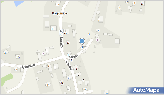 Księginice, Krótka, 3, mapa Księginice