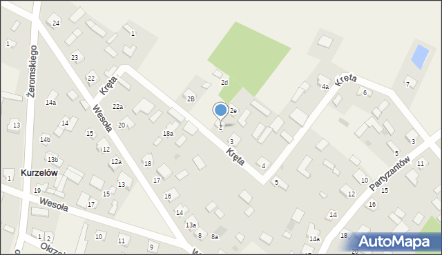 Kurzelów, Kręta, 2, mapa Kurzelów