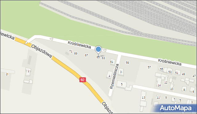 Kutno, Krośniewicka, 65, mapa Kutno