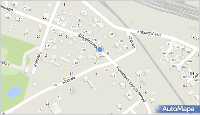 Kutno, Krzywa, 6, mapa Kutno