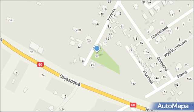 Kutno, Krzywa, 91, mapa Kutno