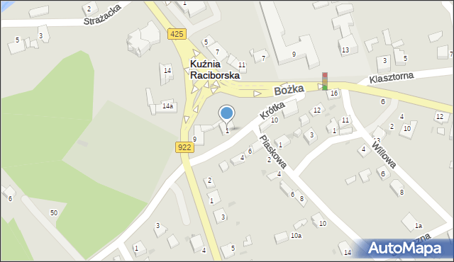 Kuźnia Raciborska, Krótka, 1, mapa Kuźnia Raciborska