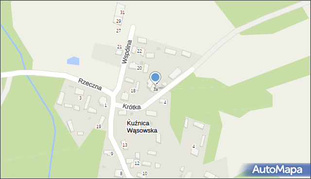 Kuźnica Wąsowska, Krótka, 3a, mapa Kuźnica Wąsowska
