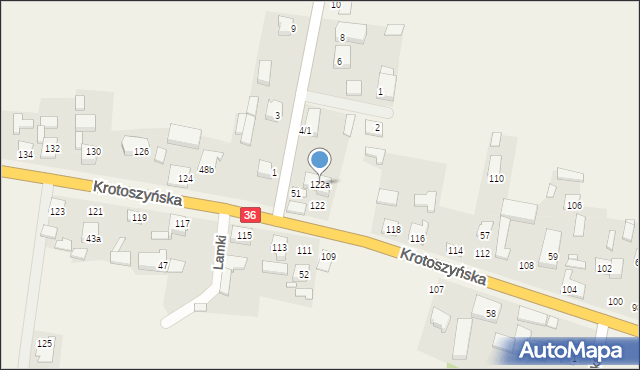 Lamki, Krotoszyńska, 122a, mapa Lamki