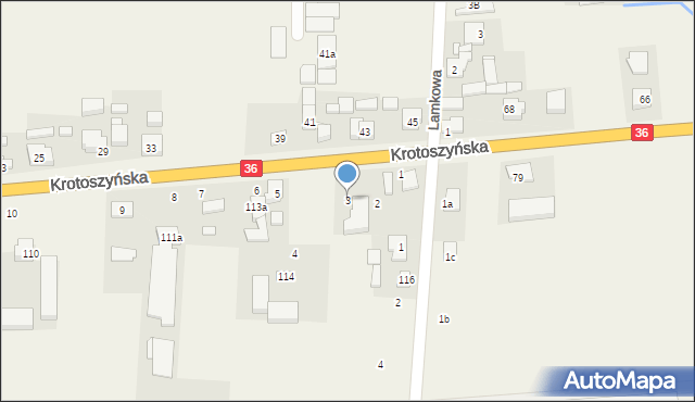 Lamki, Krotoszyńska, 3, mapa Lamki