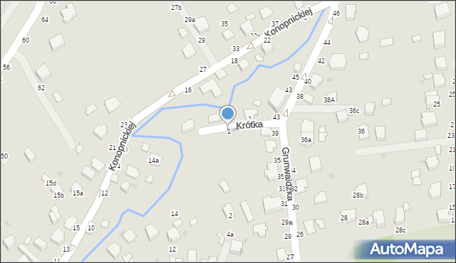 Łańcut, Krótka, 1, mapa Łańcut