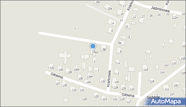 Łapy, Krańcowa, 5A, mapa Łapy