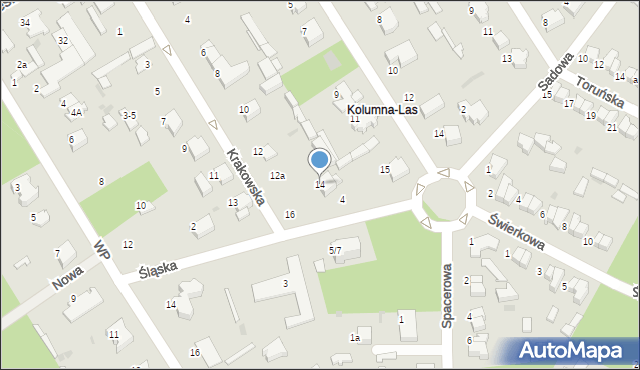 Łask, Krakowska, 14, mapa Łask