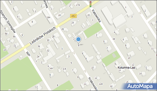 Łask, Krakowska, 4, mapa Łask