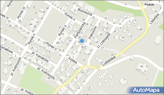 Łęczna, Krótka, 6, mapa Łęczna