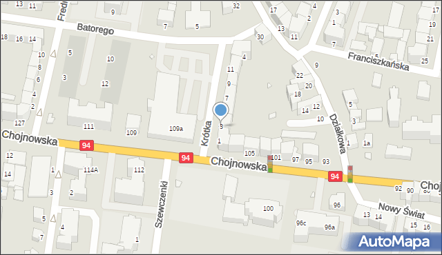 Legnica, Krótka, 3, mapa Legnicy