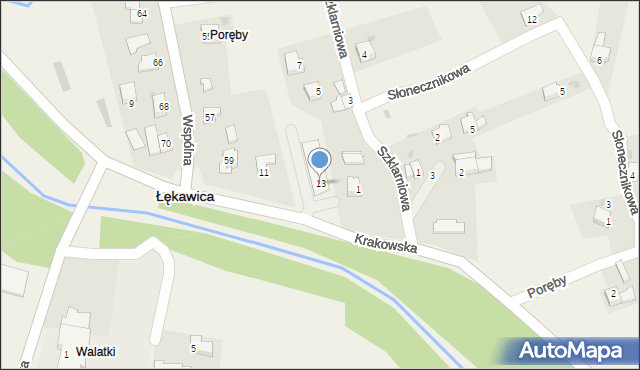 Łękawica, Krakowska, 13, mapa Łękawica