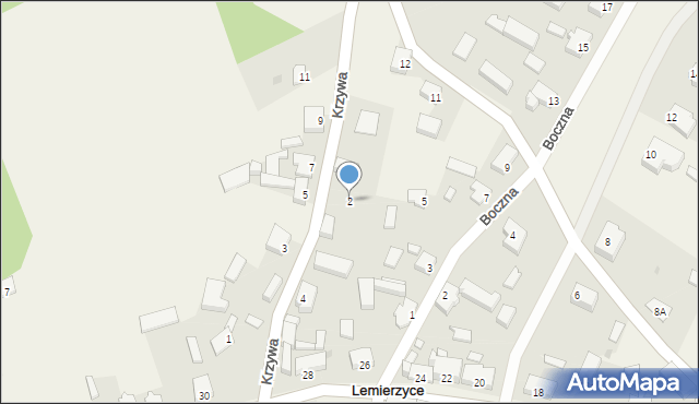 Lemierzyce, Krzywa, 2, mapa Lemierzyce