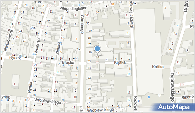 Leszno, Krótka, 4a, mapa Leszno