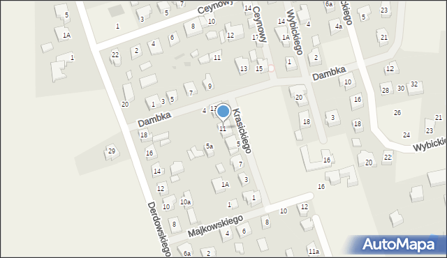 Leźno, Krasickiego, 11, mapa Leźno