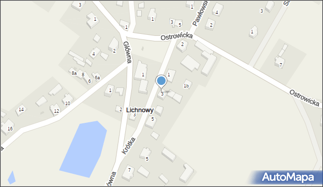 Lichnowy, Krótka, 3, mapa Lichnowy