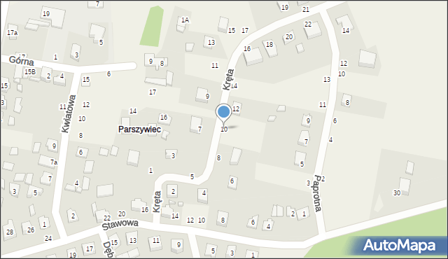 Lisów, Kręta, 10, mapa Lisów