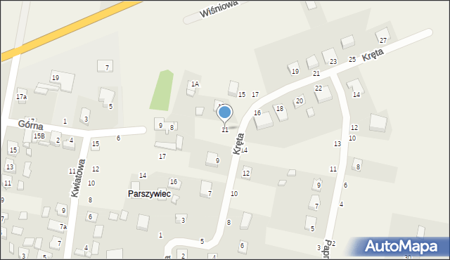 Lisów, Kręta, 11, mapa Lisów