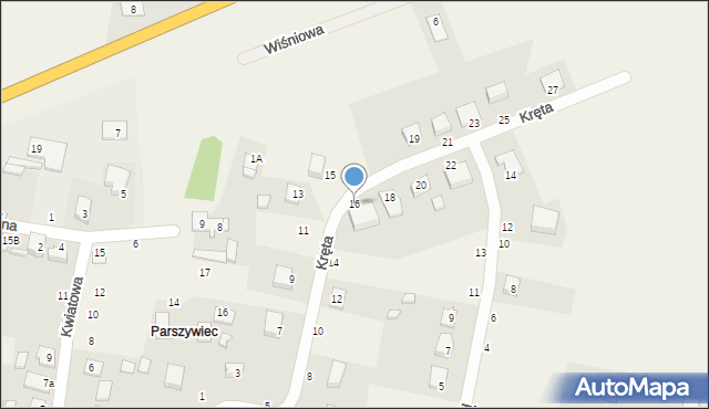 Lisów, Kręta, 16, mapa Lisów