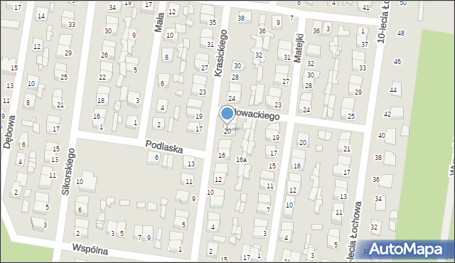 Łochów, Krasickiego Ignacego, bp., 20, mapa Łochów