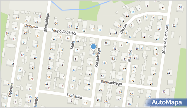 Łochów, Krasickiego Ignacego, bp., 31, mapa Łochów