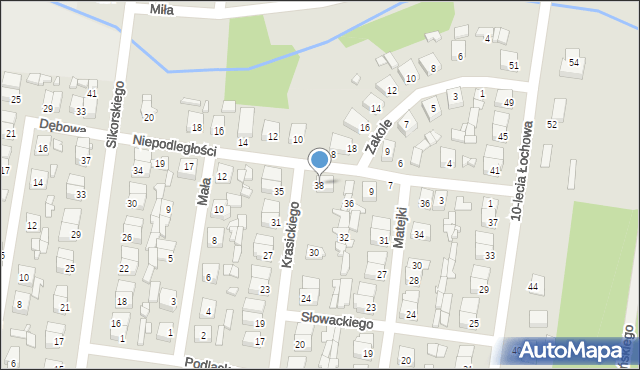 Łochów, Krasickiego Ignacego, bp., 38, mapa Łochów